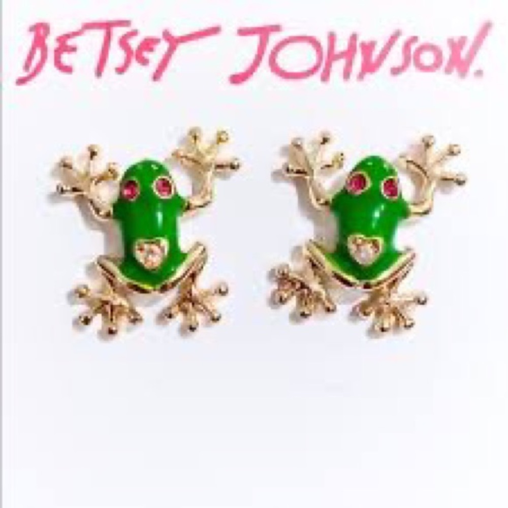 NWT | Betsey Johnson | Gold & Green Frog Stud Earrings